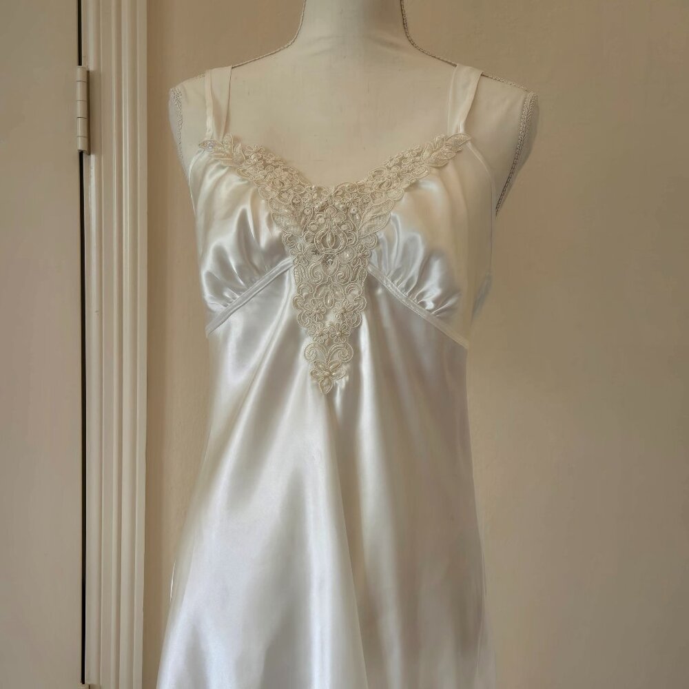 Ivory Satin Chemise Slip Lingerie Size M  Linea Donatella Bridal